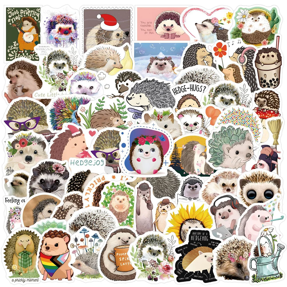 10/30/50pcs Cute Hedgehog Animal Stickers DIY Cartoon Sticker PVC Waterproof Laptop Motorcycle Suitcase Notebook Kids Toy Decals