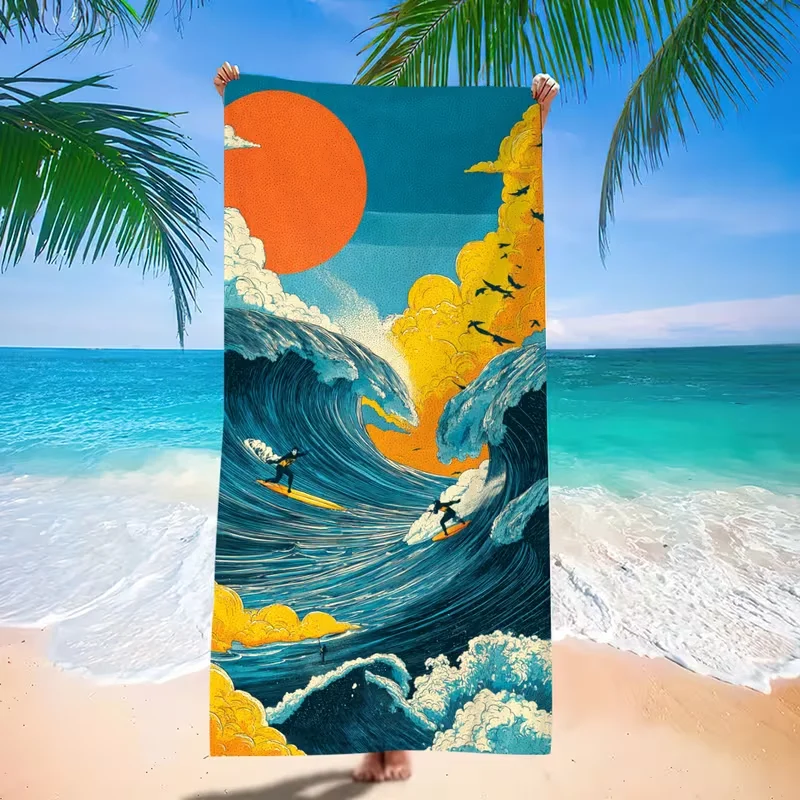 Crystal Clear Underwater Pebble Seashell Print Beach Towel Sand Free Quick Dry Towel Coastal Style for Beach Swimming Summer