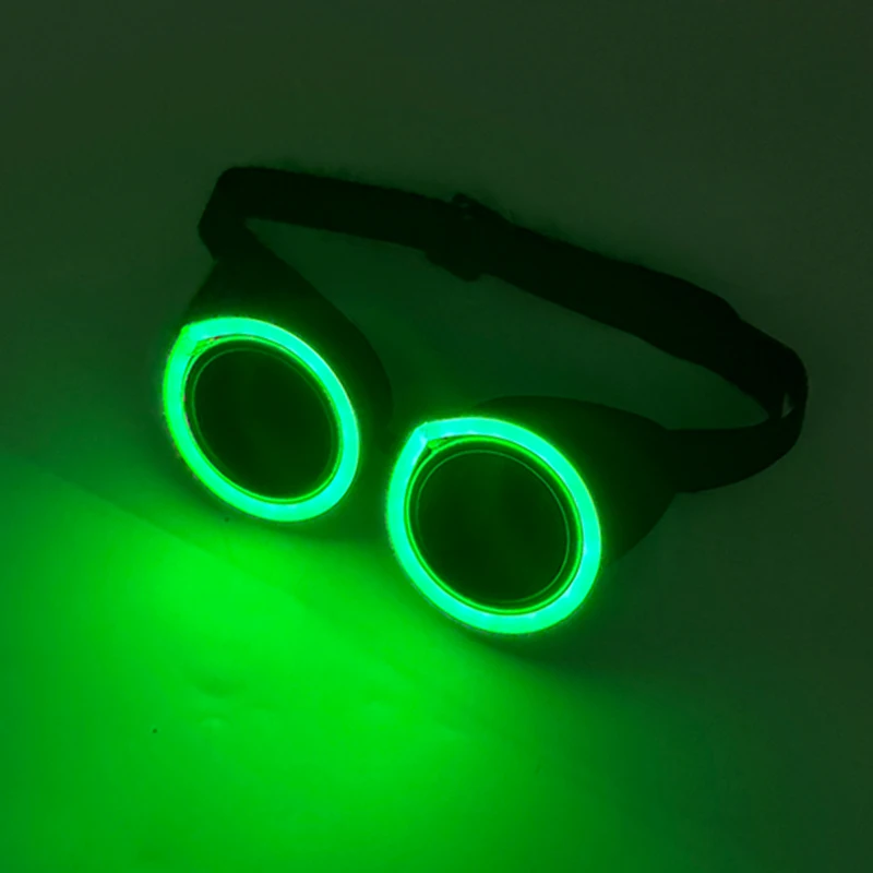 2026 Runde LED-Brille Disco Fluoreszierende Party-Punk-Leuchtbrille für Männer und Frauen Bar Nachtclub Neon-Brille Musik-Konzert-Zubehör – Detail 6