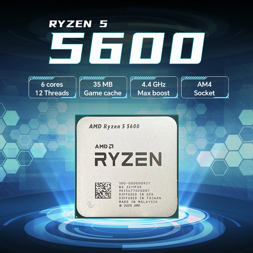 AMD Ryzen 5 5600 6-Core 12-Thread NEW 65W 7NM L3=32M 3.5GHz Gaming Processor R5 5600 DDR4 Socket AM4 but without fan
