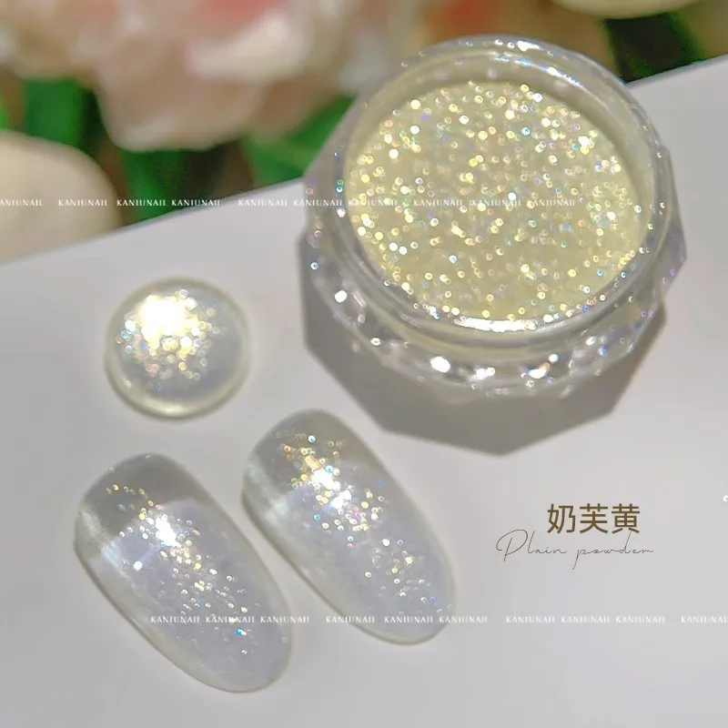 1Box Aurora Fairy Nail Art Pulver Gelb/Rosa/Lila/Blau Sparkly Magic Mirror Chrom Pigment Hochglanz Maniküre Glitzerstaub *