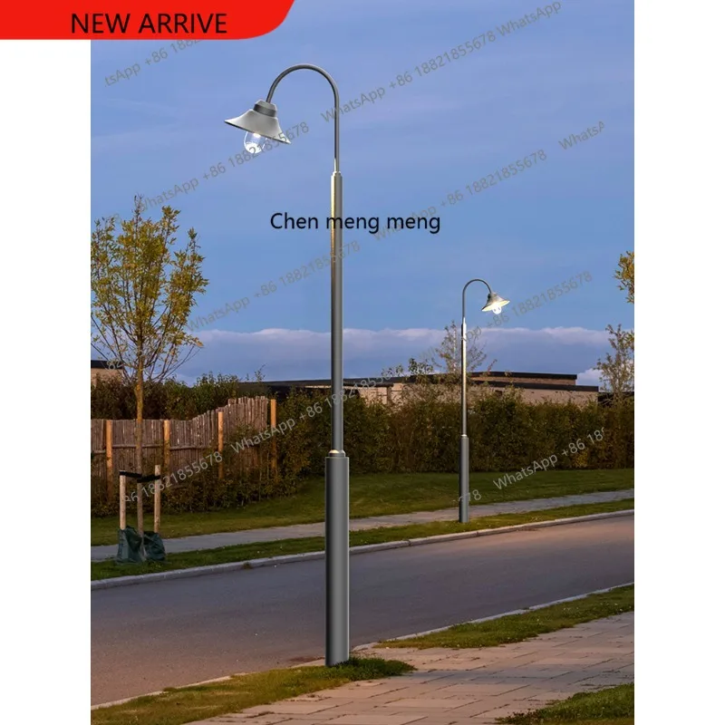 

Современные простые уличные садовые светильники на солнечных батареях для парков, вилл и общественных пространств, с наклонным креплением на высоких опорах