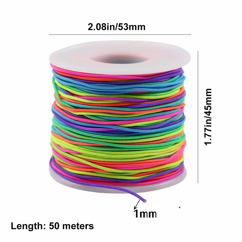 Rainbow Elastic Beading Cord, Colorful Stretchy Crafting Thread String For DIY Jewelry Making Bracelet Necklace Supplies view 3