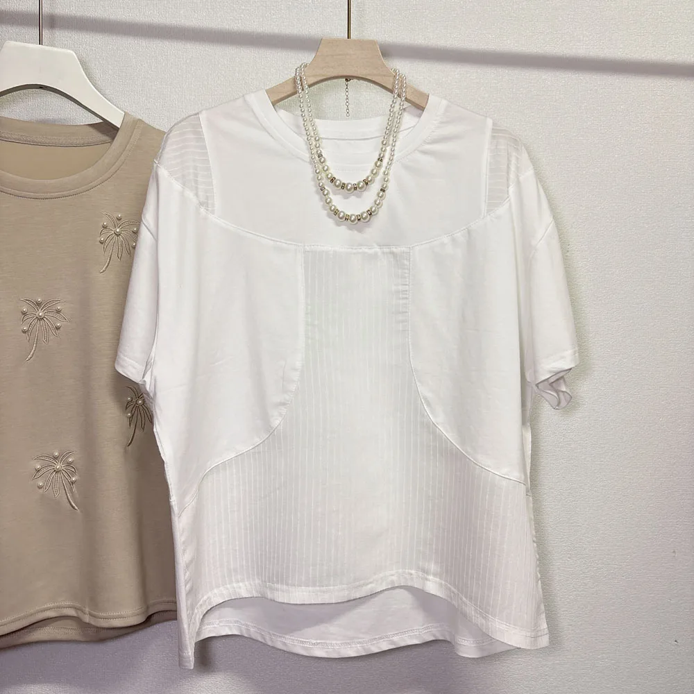 

Летняя новая модная корейская свободная футболка ort Sve, женская передняя часть ort Ba, длинный дизайн, повседневный хлопковый круглый топ Ne Top