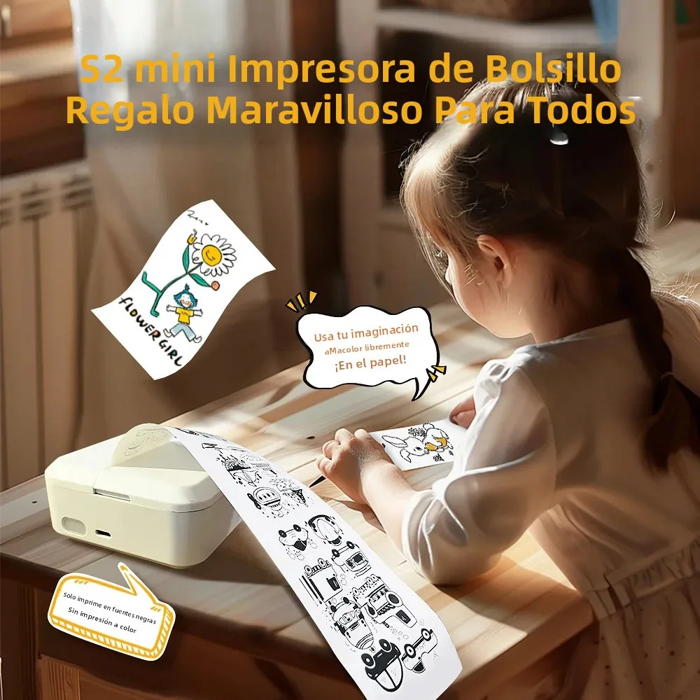 Mini Impresora Portátil Bluetooth, Impresora Térmica de Etiquetas, Impresora de Etiquetas sin Tinta para Fotos, Diarios, Notas y Memorandos