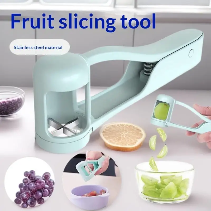 Fruit Slicer Press Type Sharp Stainless Steel Blade Grape Cherry Strawberry Tomato Salad Quarter Cutting For Kitchen Gadget