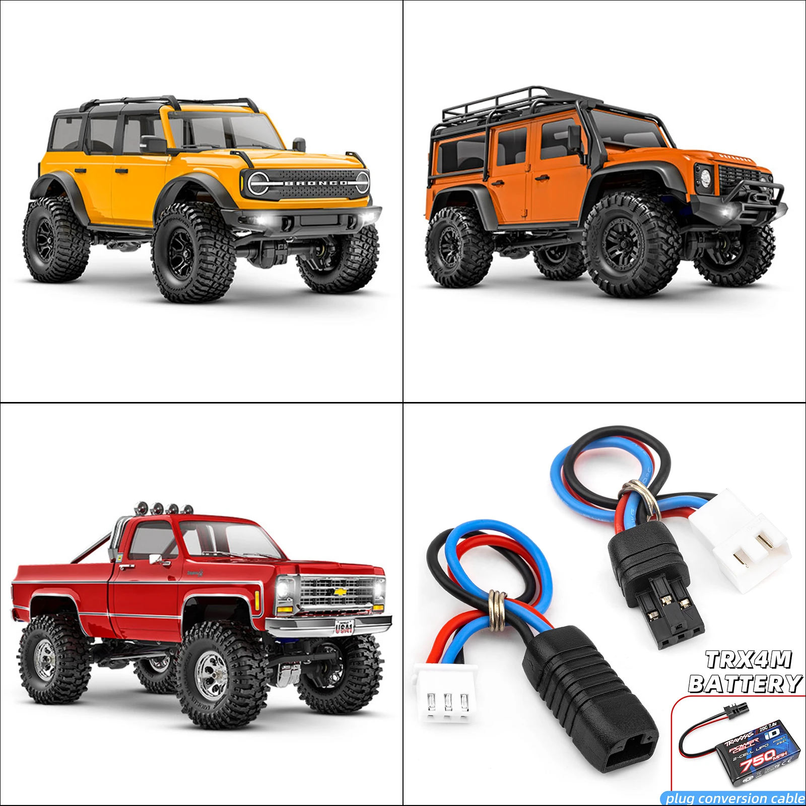 Kabel adaptera akumulatora RCXAZ Kabel konwersji wtyczki męskiej żeńskiej do samochodu TRX4M RC