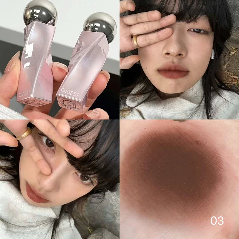 

QIBEST Matte Velvet Nude Lip Mud Natural Long-Lasting Highly Pigmented Liquid Lipstick Portable Finish Universal Lipgloss Makeup