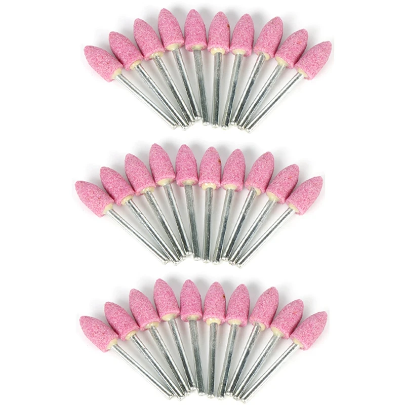 

30Pcs Abrasive Mounted Stone For Dremel Accessories Grinding Stone Wheel Head For Dremel Rotary Tools Bullet-Shape Pink