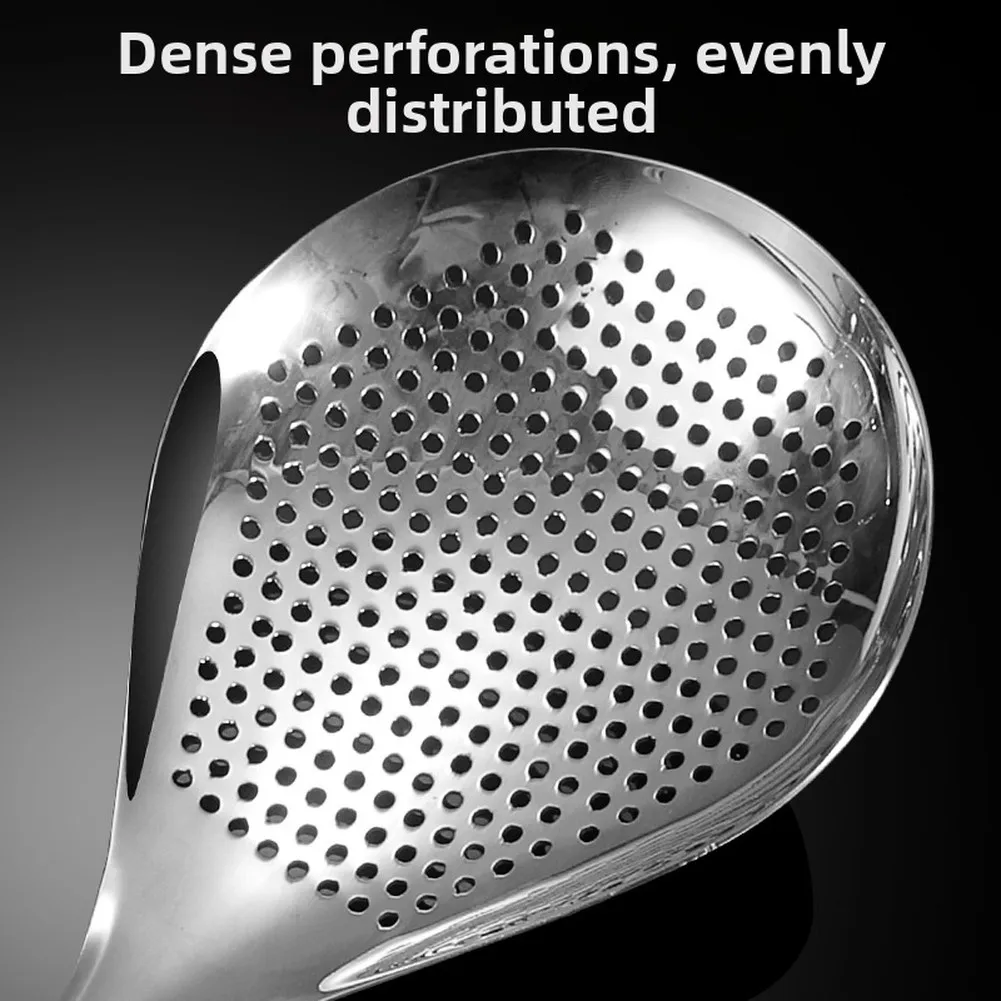 Stainless Steel Slotted Spoon Set 2 pcs 13.77 x 4.25 Inches Comfort Grip Ladle for Frying Poached Eggs Noodles Chips