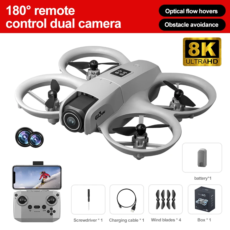 NEW GT3 Mini Foldable Drone With Lights 8k Aerial Photography Optical Flow Positioning 360° Obstacle Avoidance Helicopter Drone