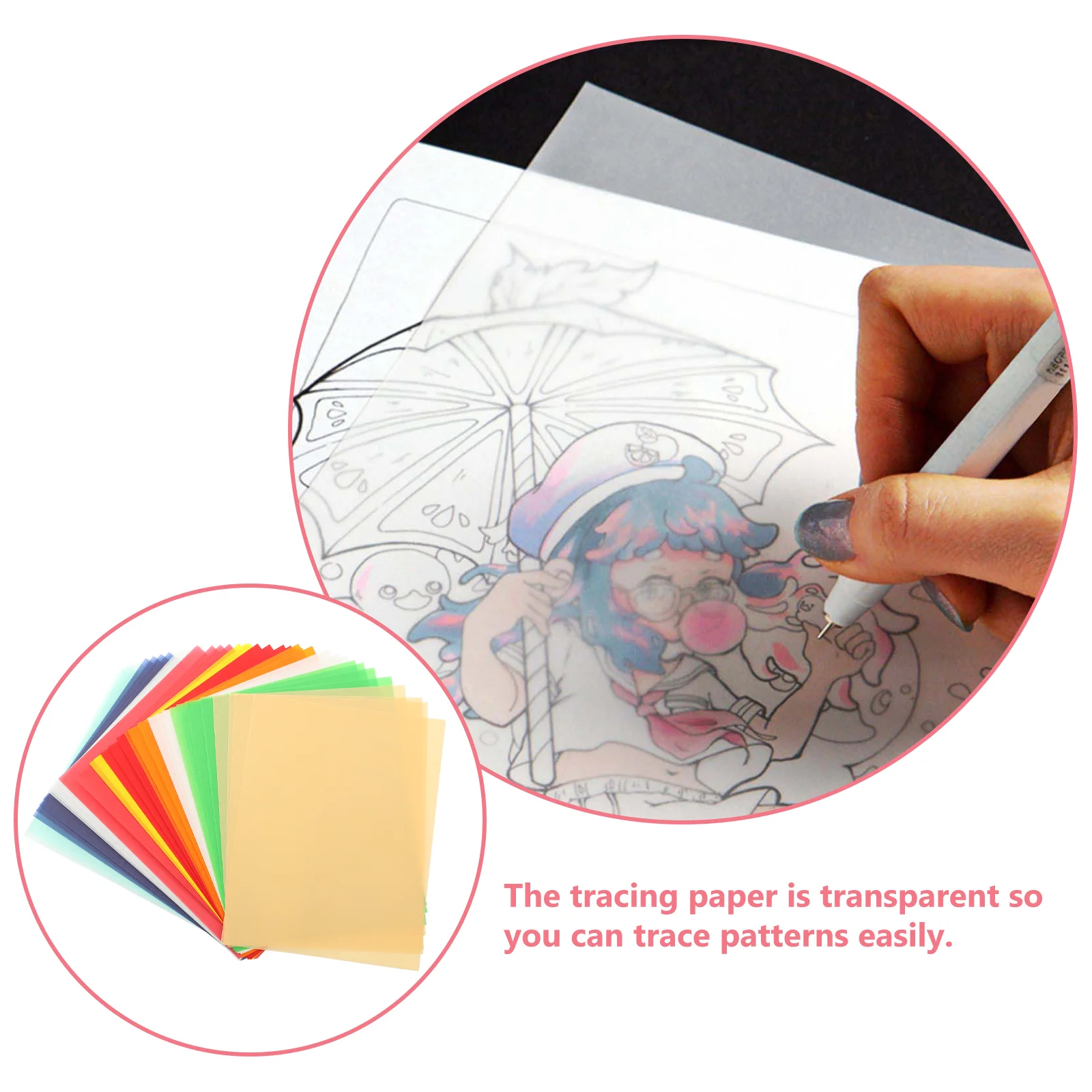 40PCS Drawing Paper Tracing Paper Calligraphy Copy Paper for DIY Engineering Drawing Design (Assorted Color)