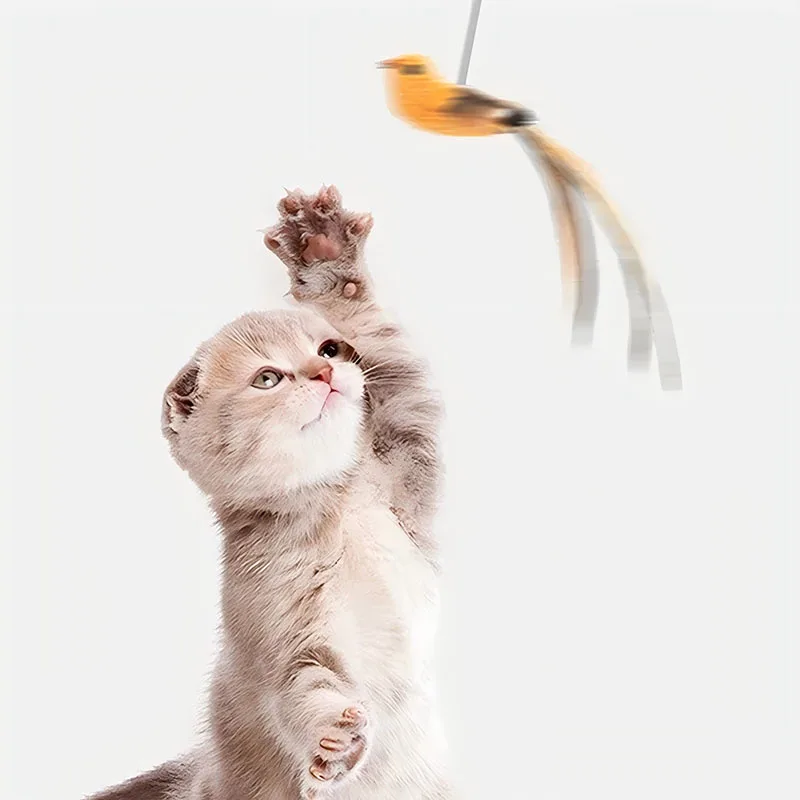 Katzenspielzeug, simulierter Vogel, Feder, Katze, neckender Stick, Epoxidharz-Sauger, Stahldraht, langer Stab, Katze, selbst, hoch, keine schädlichen Inhaltsstoffe – Detail 7