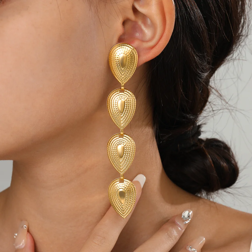 GANPUP 316L Edelstahl Gold Farbe Quaste Lange Anhänger Ohrringe Frauen Täglichen Verschleiß Chic Mode Ohr Baumeln Wasserdicht Schmuck – Detail 4