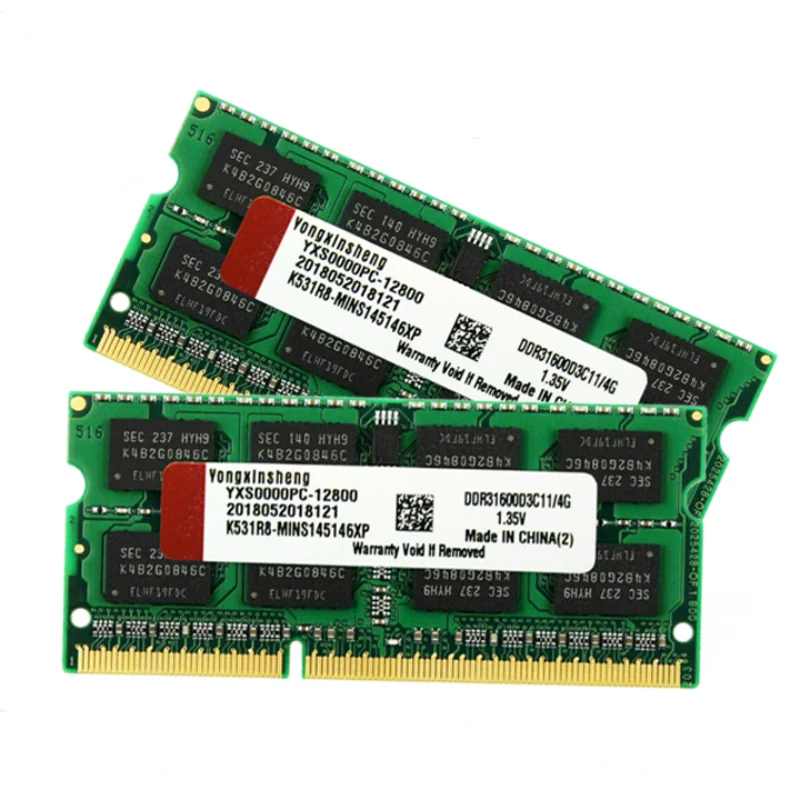 Mémoire d'ordinateur portable So-Dimm, 4 Go 8 Go DDR3 1600 MHz PC3-12800S 204 broches DDR3L 1.35V NON ECC Intel et AMD à la fois RAM compatible