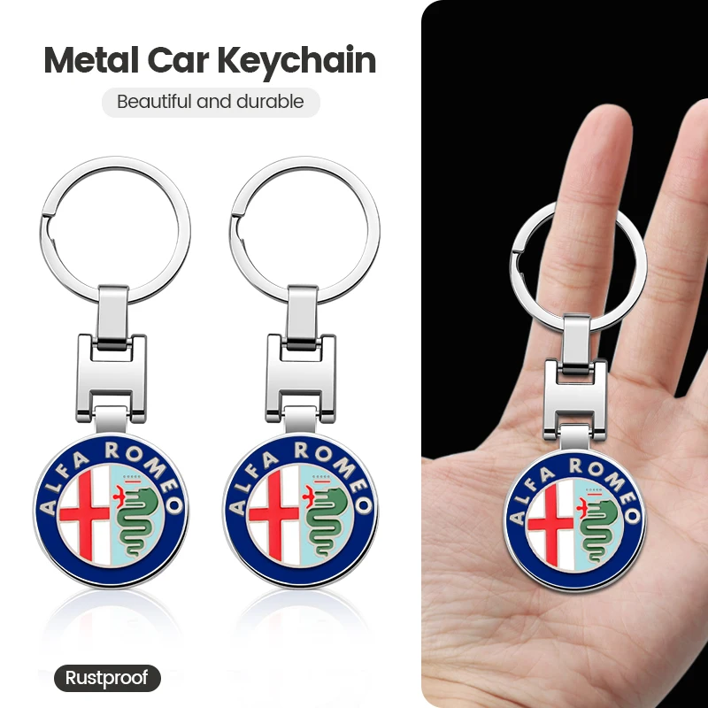 1Pcs 3D Metal Key Rings Car Logo Emblems Keychain Car Accessories for Alfa Romeo Sportiva 159 156 Stelvio 147 Giulia GT