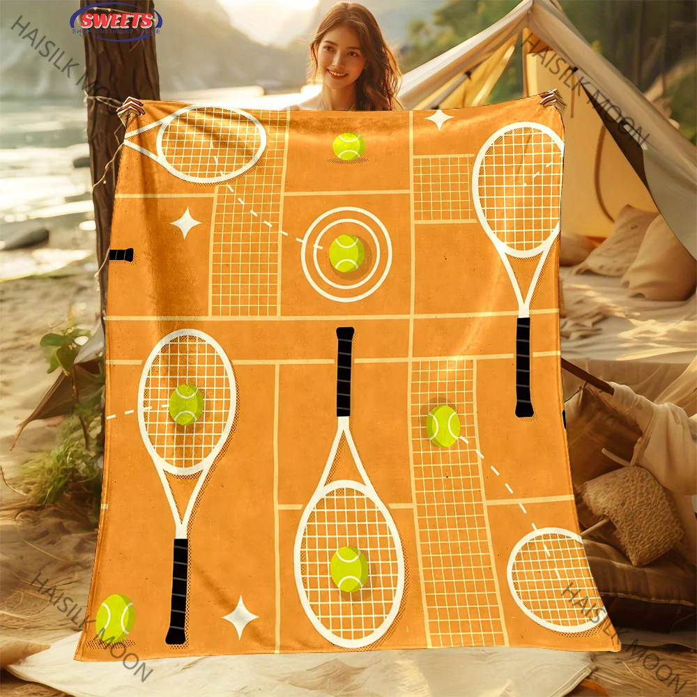 Tennis Sports Theme Print Blanket Large Size Lightweight Super Soft Cozy Home Bed Sofa Office Tennis Court Available Great Gifts
