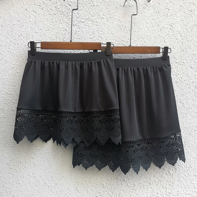 

Winter Lace Trim Sweatirt Base Layer Skirt Women's A-Line Skirt Commute Pure Color Large Size Inner Wear Overlap