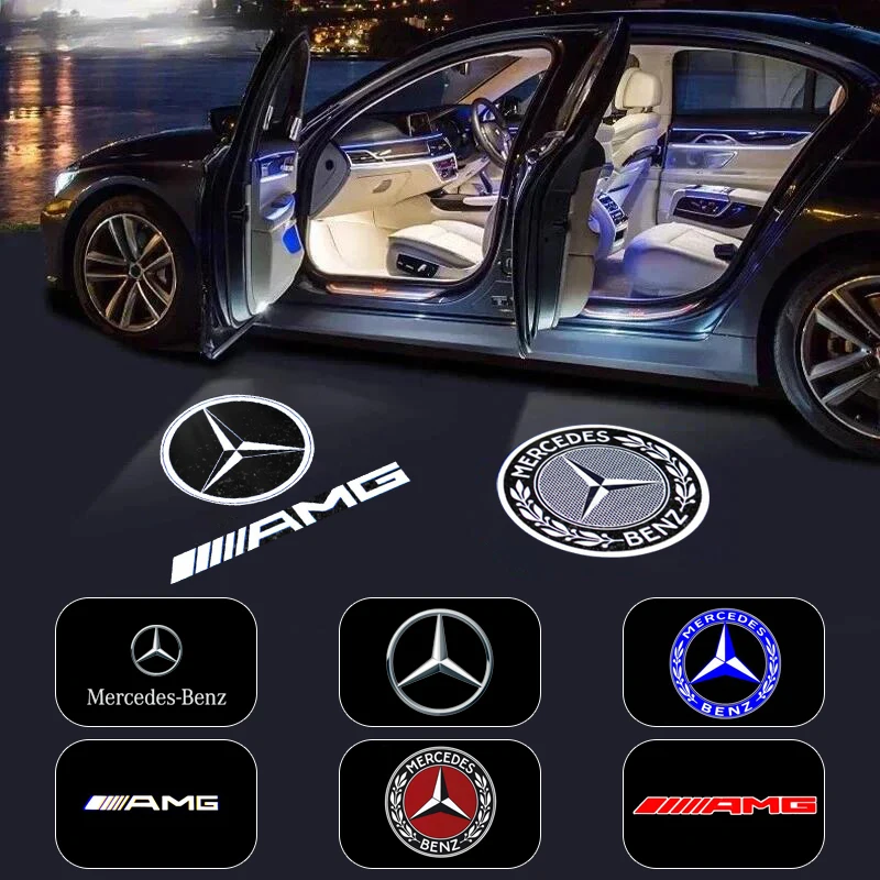 

2PCS HD Car Welcome Door Lights for Mercedes Benz E-class C-class A-class B-class GLB GLC GLE Amg LOGO Projetor Lamp Car Decor