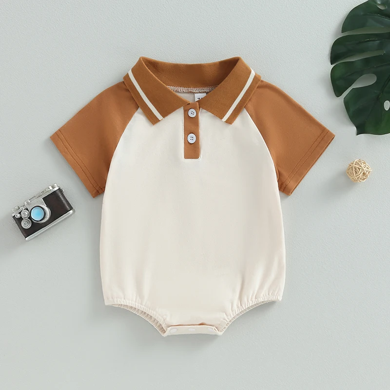 Nowy Baby Boy Bubble Romper noworodek letnie ubrania oversize T shirt Patchwork kombinezon bawełniany stroje dla dzieci