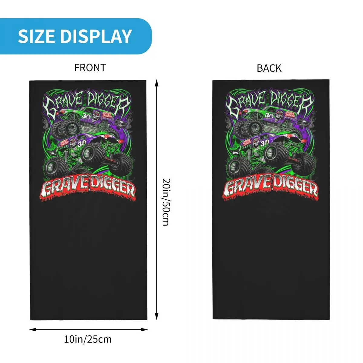 Monster Jam Monster Truck Grave Digger Neck Gaiter Bandana bufanda máscara facial Simple Headwear multifuncional