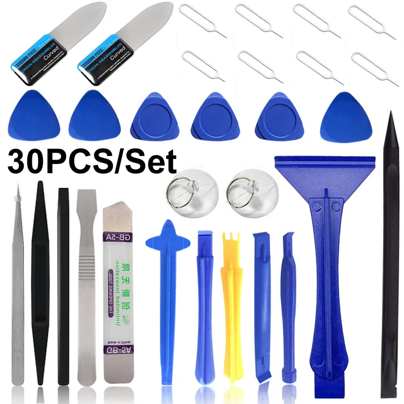 Kit de herramientas para reparación de teléfonos móviles: palanca de plástico, hoja, destornillador para desmontar pantalla de iPhone, iPad, laptop, computadora, set manual 4