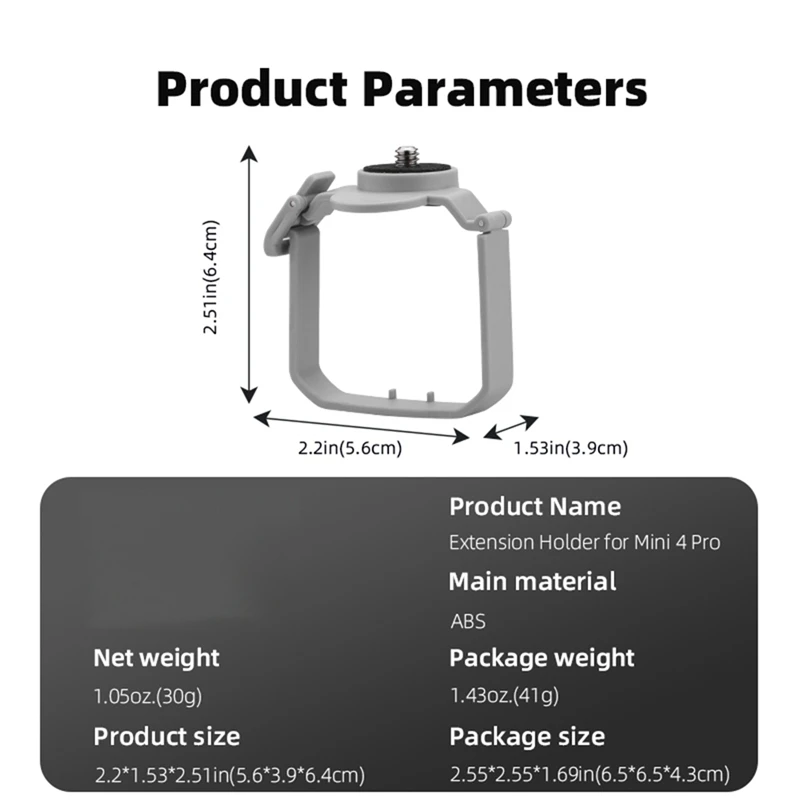 AED6-For Mini 4 Pro Drone Adapter Top Extended Holder Action Camera Fill Extended Bracket Holder