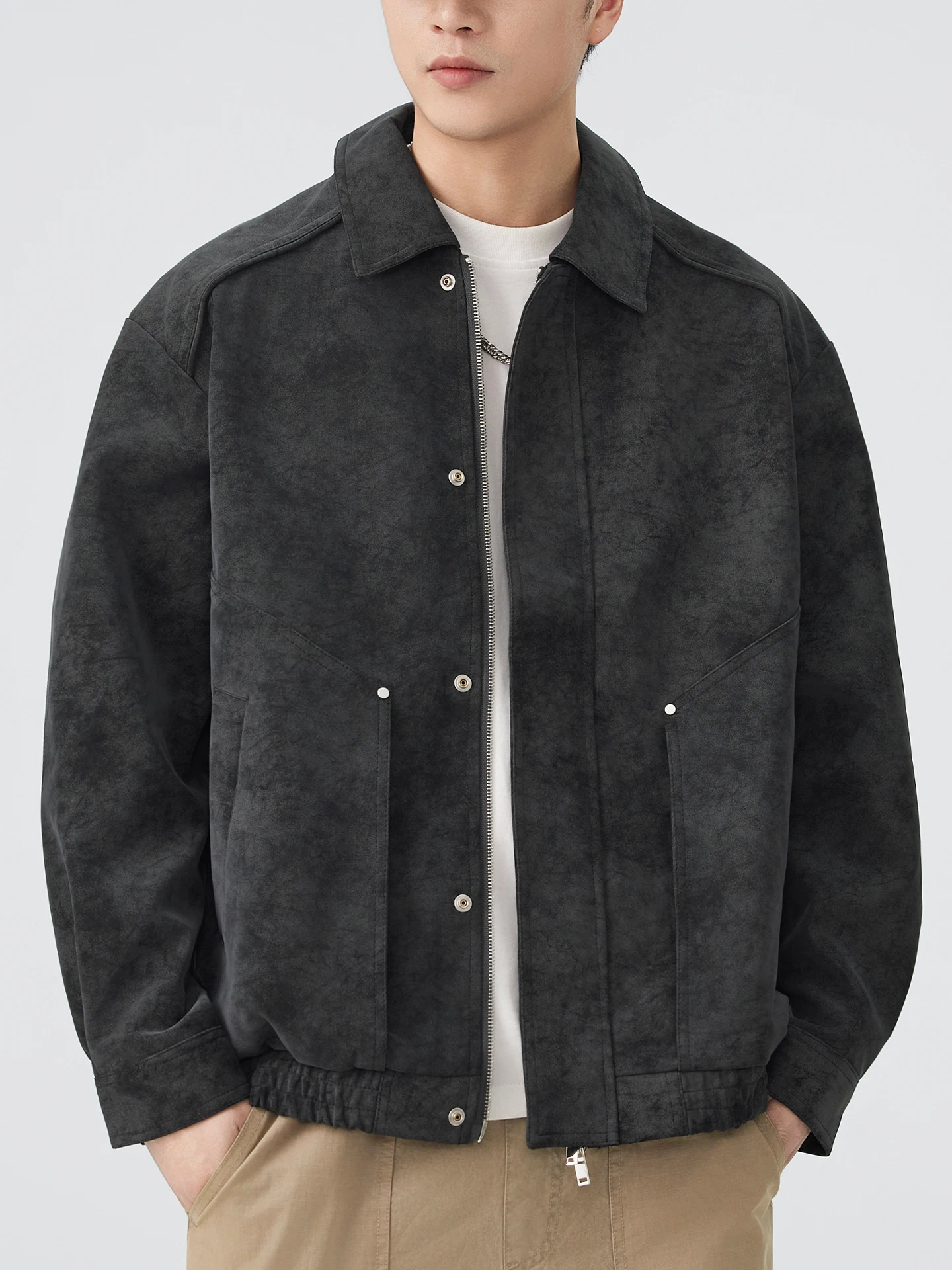 COKO الرجال خمر Sle فضفاضة تناسب ملابس العمل Jaet مع طوق بولي Leather الجلود السائق معطف دافئ الخريف الشتاء Faion ملابس خارجية #5