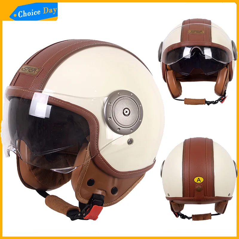 

Vintage Motorcycle Helmet with Visor Riding Motorcycle 3/4 Half Open Face Helmet Retro Scooter Capacete Moto For Harley