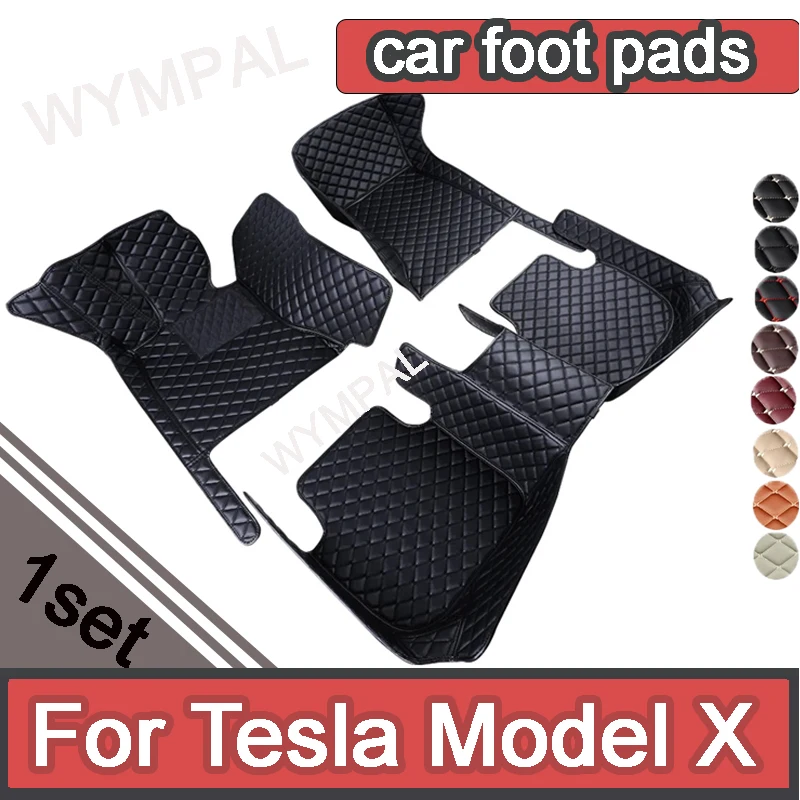 Car Floor Mats For Tesla Model X 2016~2022 6 seat Second Row No Handrails Anti-dirt pad Interior Parts floor Pad Car Accessories