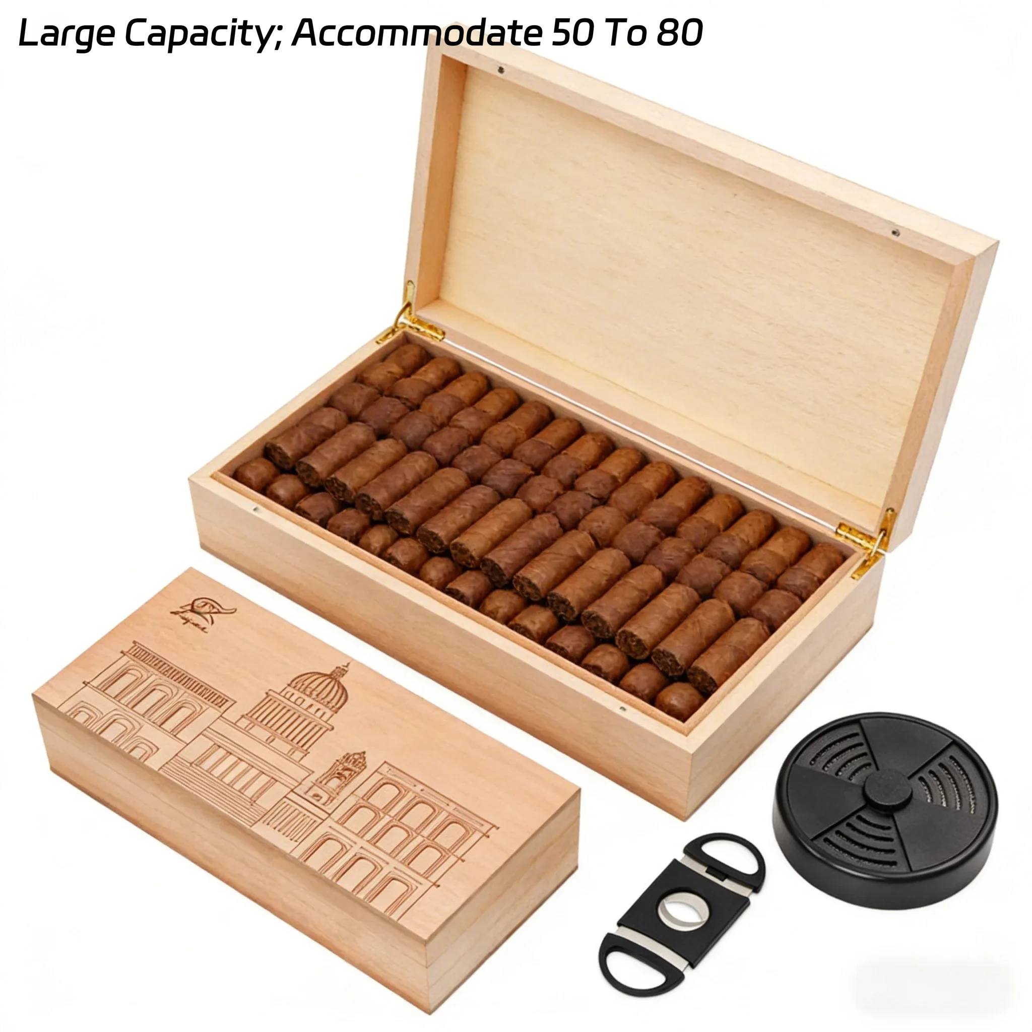 

Cigar Box Spanish Cedar Solid Wood Moisturizing Box Cigar Cabinet Collect 50 to 80 Pieces Cigar Accessories