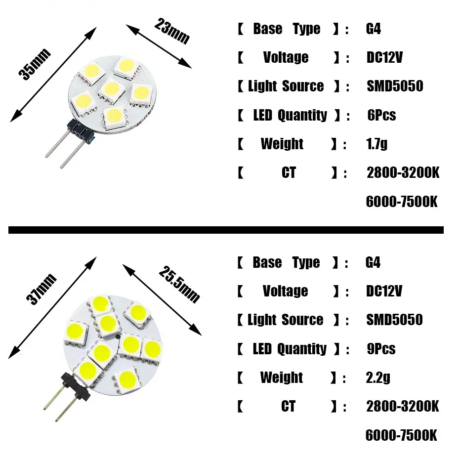 The Lowest Price G4 LED Round Range Hood Bulb 12v SMD5050 6/9/12/24 Leds LED Boat Light White / Warm White Bulb Lamp