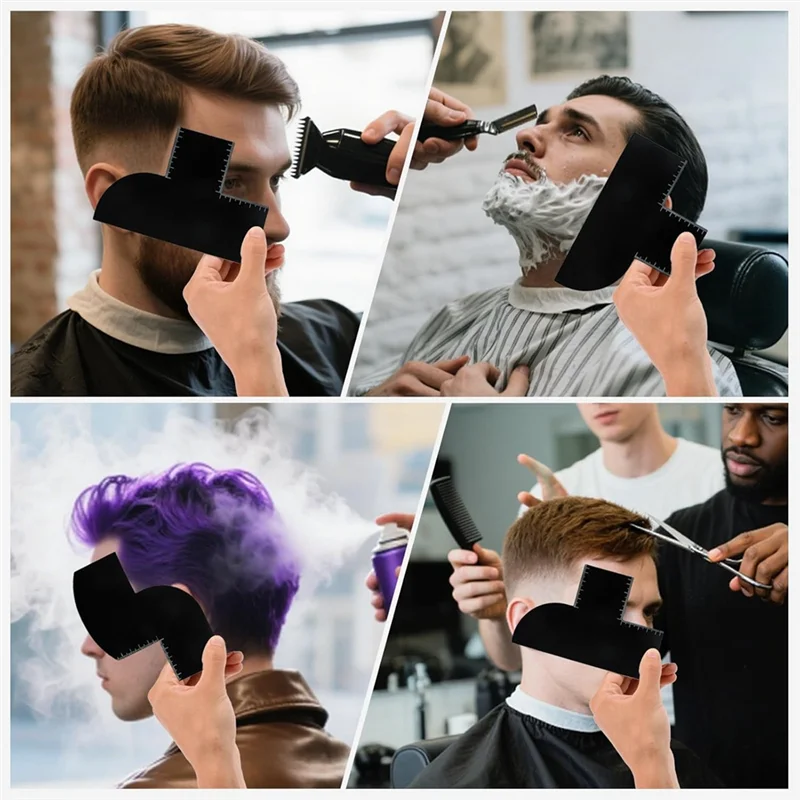 헤어라인 정리 및 강화를 위한 4종 이발사 세트, 측정 표시기가 있는 이발사 카드 포함, 이발사 도구 키트