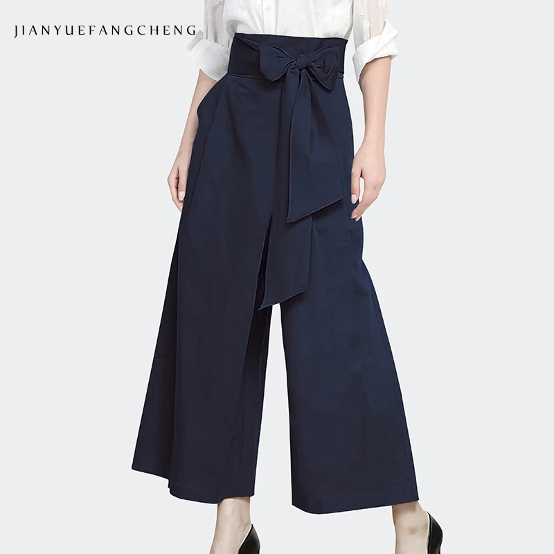 Fashion High Waist Khaki Wide Leg Pants Women' Spring Summer Loose Casual Straight Long Trousers With Bow Cargo pants