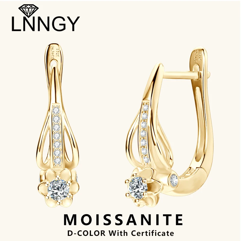

Lnngy Brilliant 3mm Infinity Moissanite Earring oorbellen zilver 925 Sterling Silver Hoop Earrings For Women Wedding Jewelry