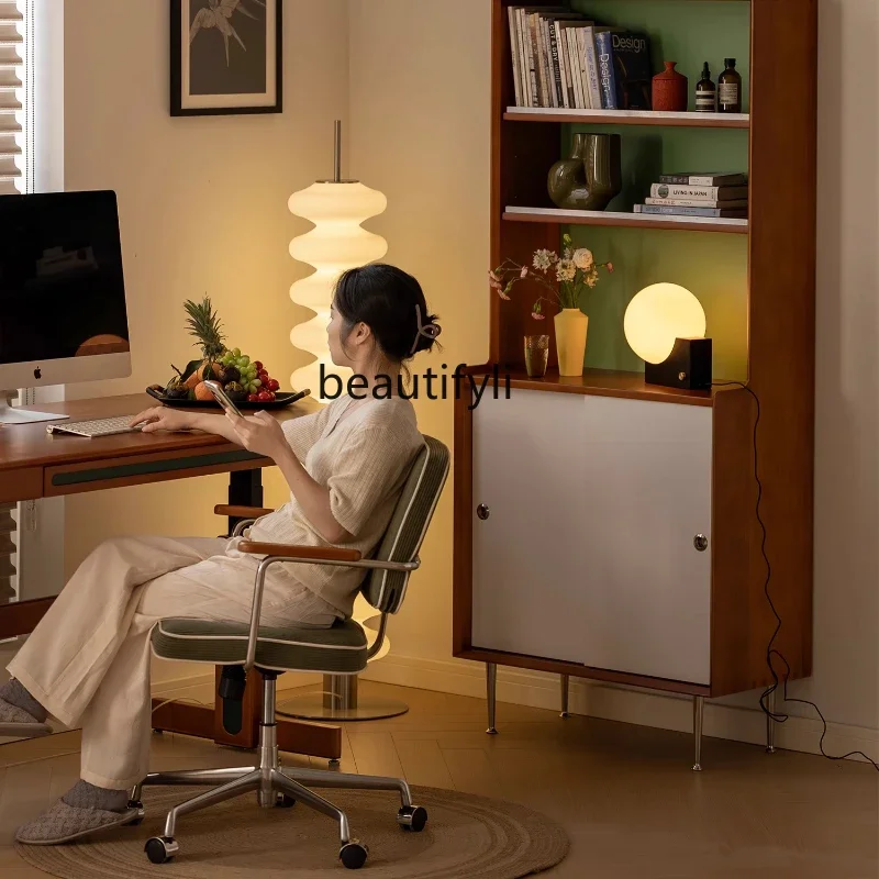 

Bookshelf Vintage Solid Wood Living Room Storage Display Cabinet Floor-standing Retro Home Study Cabinet