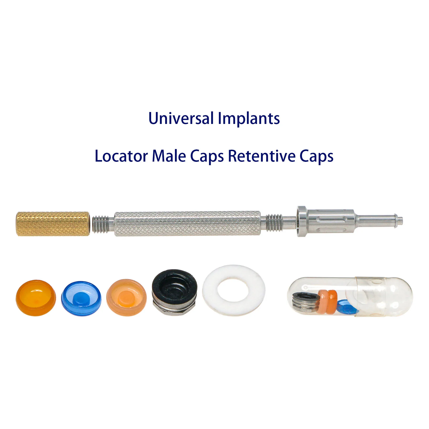 

Dental Implant Overdenture Male Caps Metal Housing Retention Locater 3-IN-1 Core Tool