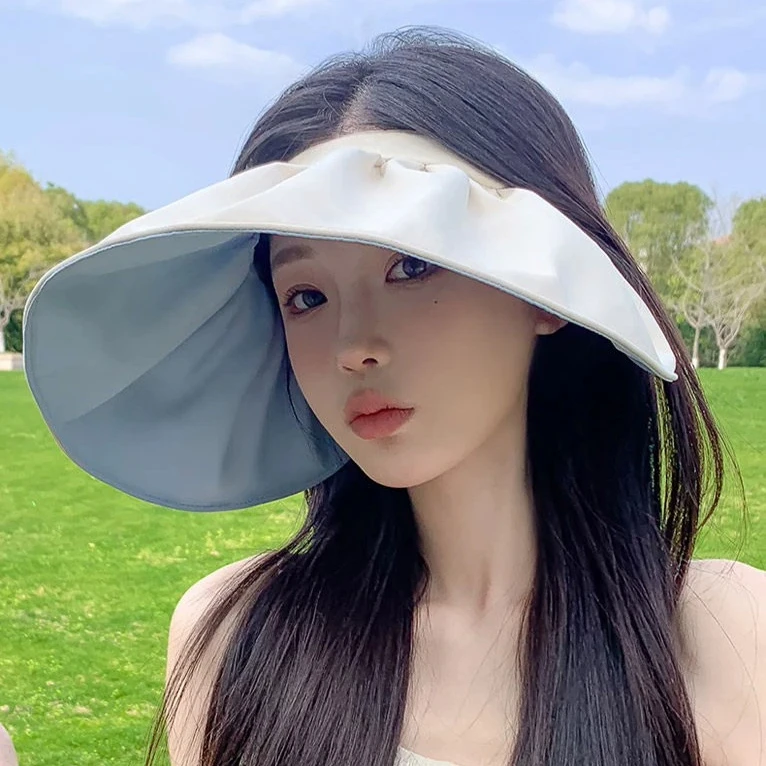 Summer UV protection new sunshade empty top shell hat foldable large brim vinyl sun hat