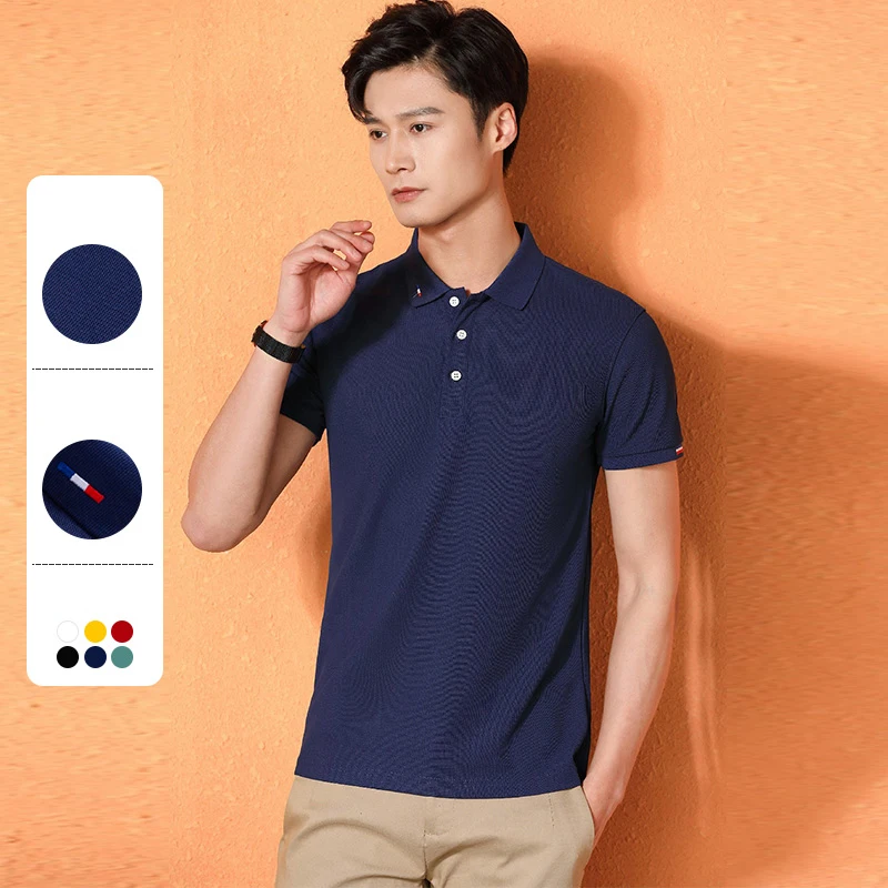 New in shirt summer short sleeve polo shirts for men Casual solid color shirt slim fit formal Polos British style office clothes