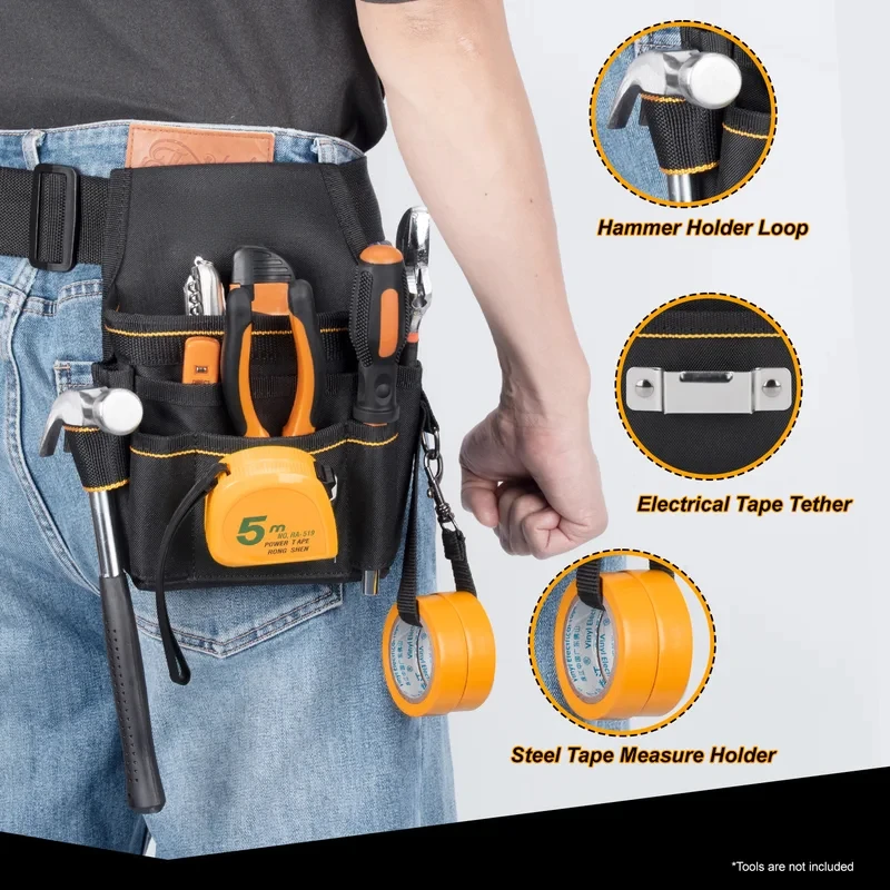 Oxford Cloth Tool Waist Bag Multifunctional Hardware Tool Pouch Belt Wear‑Resistant Screwdriver Storage Pouch for Electrician