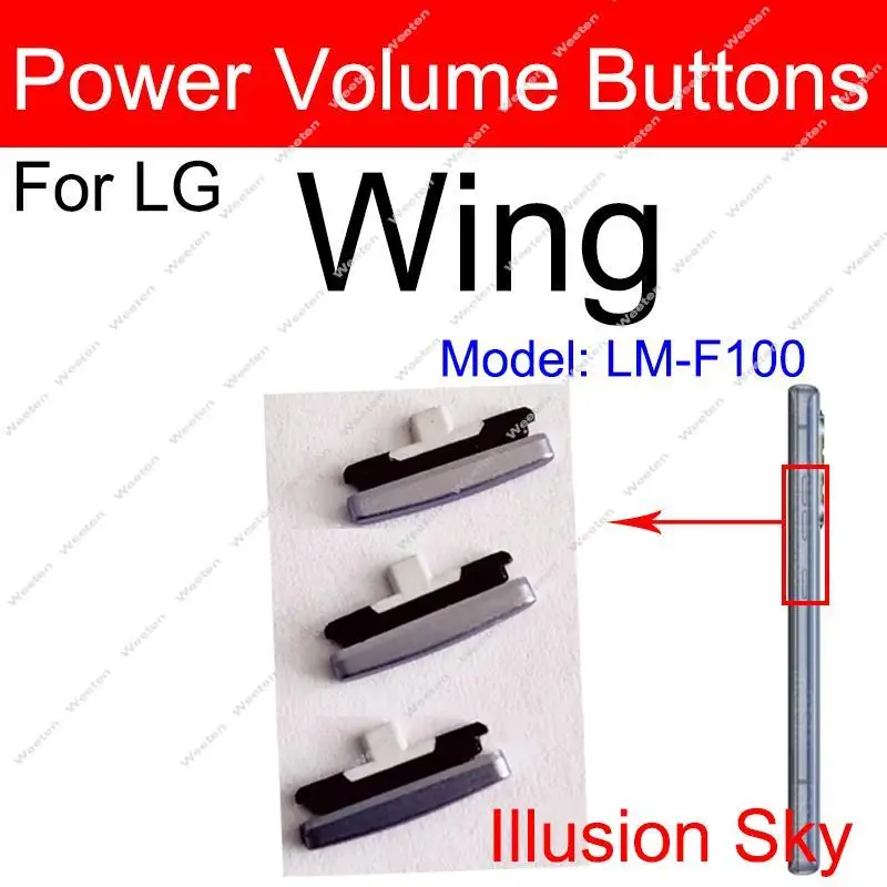 Power Volume Buttons For LG Wing 5G LM-F100 On Off Power Volume Side Keys Cell Phone Small Button Replacement