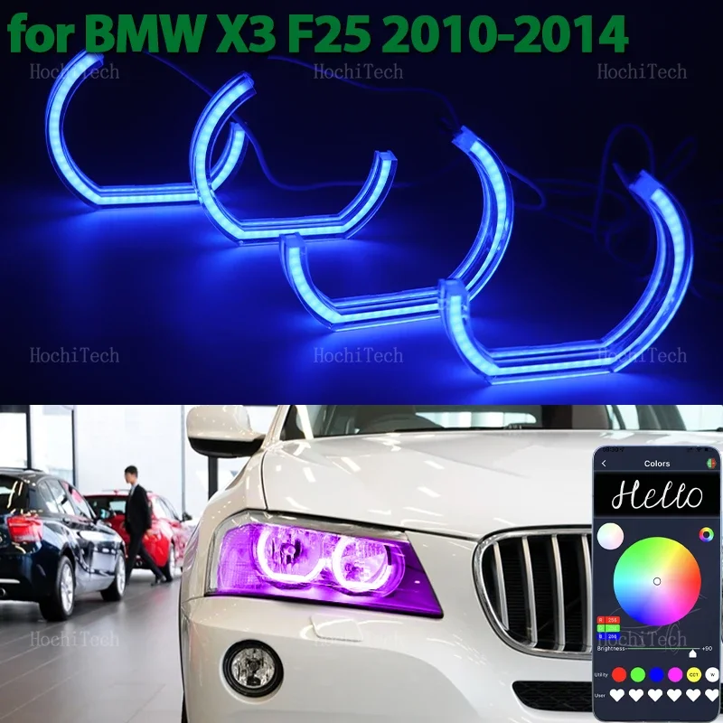

RGB Multicolor DTM M style Crystal LED Angel Eyes Bulb Ring Lamp for BMW X3 F25 halogen headlight 2010 2011 2012 2013 2014
