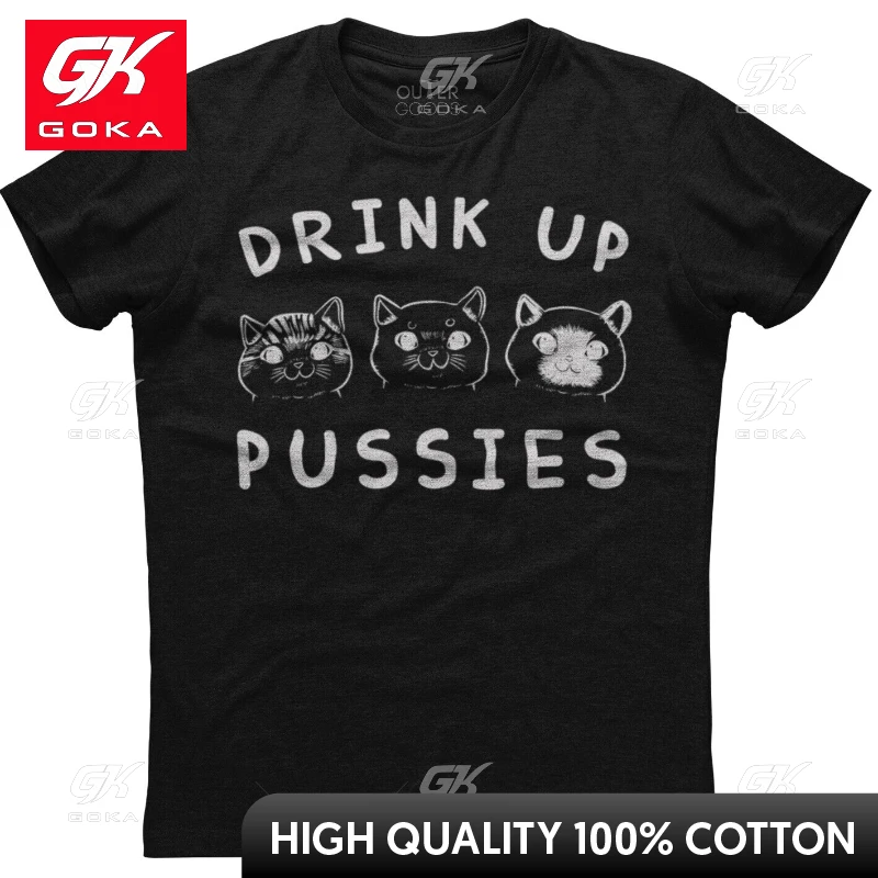 Drink Up Pussies Graphic T Shirts Mens Clothing New in Tops & Tees Cotton Women Printed T-shirt Y2K Clothes Cute Funny Tshirt