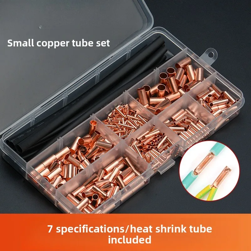 Assorted GT Copper Wire Splice Sleeves Kit, Bare Copper Straight Connecting Pipe Butt Terminals for Electrical Cable Crimping