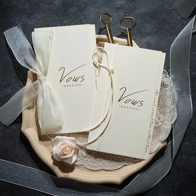 2Pcs Vow Cards Fresh and Delicate Declaration Elegant Wedding Vows Ceremony Book Niche Wedding Bride and Groom Confession Book