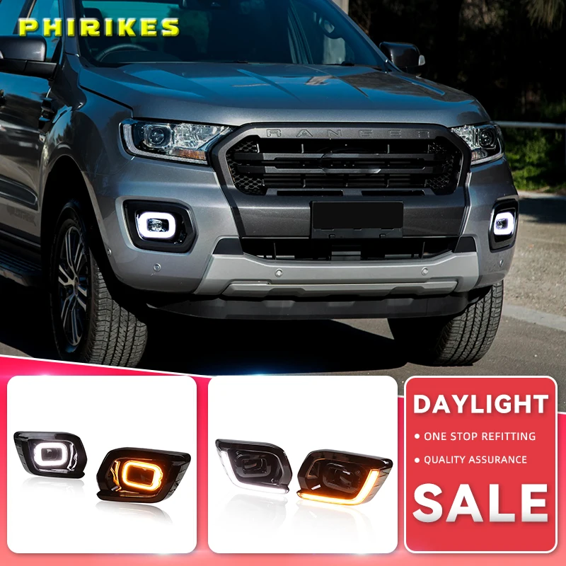 

DRL Fog Lamp for Ford Ranger Wildtrak 2019 2020 LED Daytime Running Light L Shape Day Light with Turn Signal