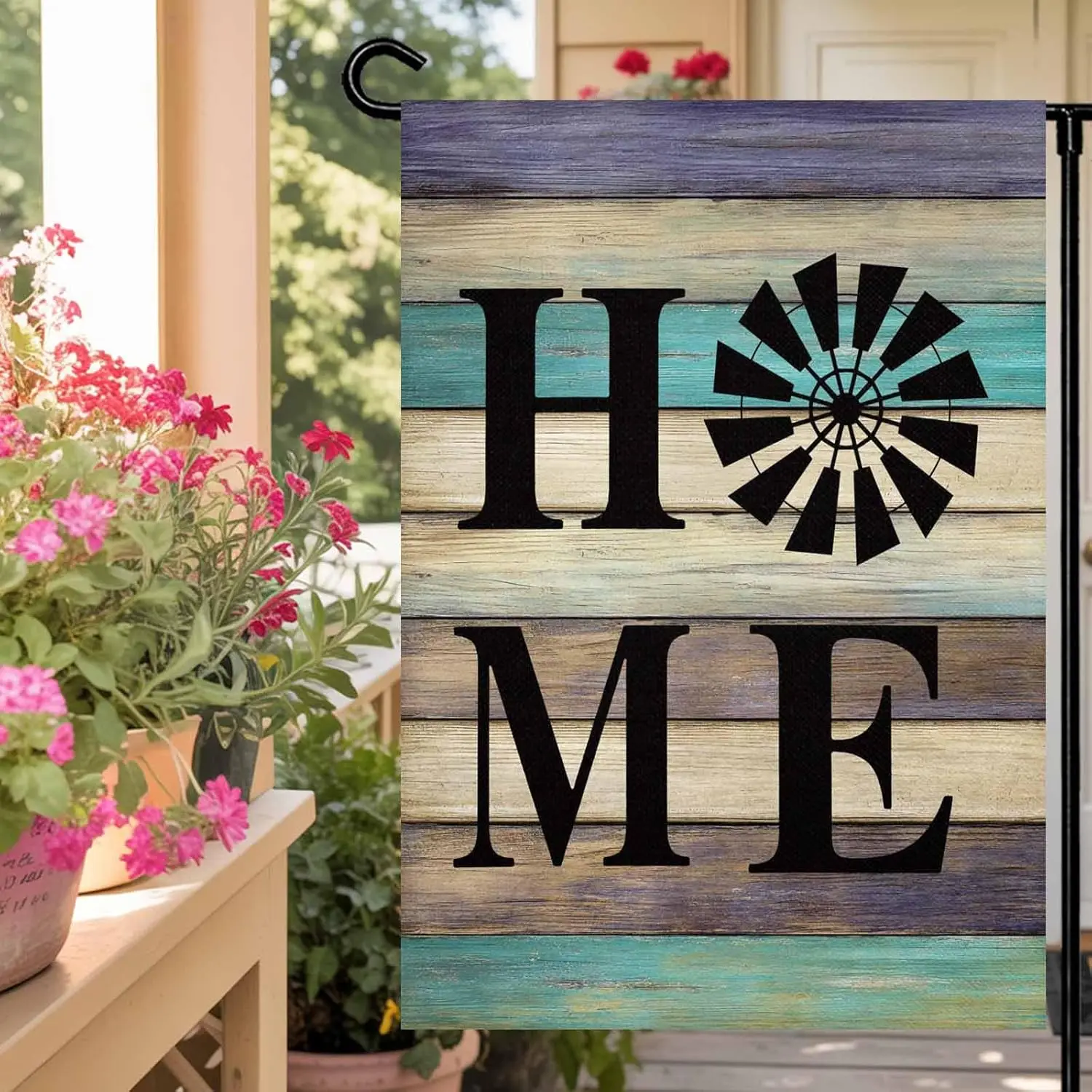 Garden Flag Farm Home Windmill,Welcome House Flags for Outdoor Yard Porch, Farmhouse Vintage Wood Board Double Sided Holiday IIC