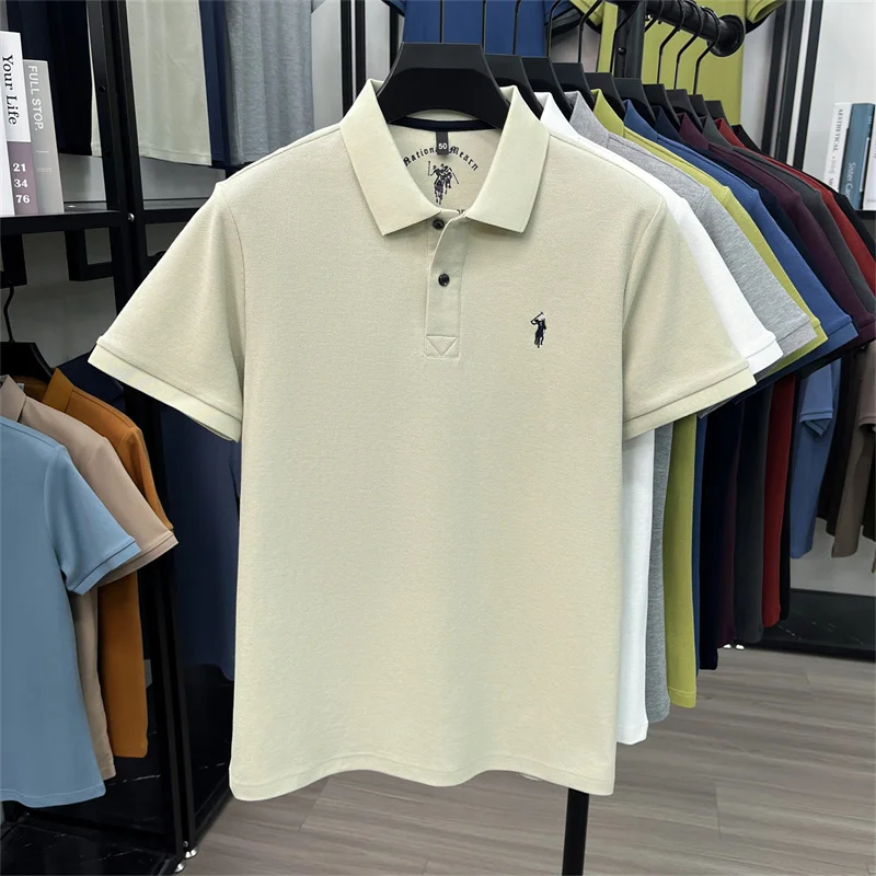 

100% pure cotton short sleeve polo shirt designer brand Paul Pony embroidered men's T-shirt summer business casual comfort top