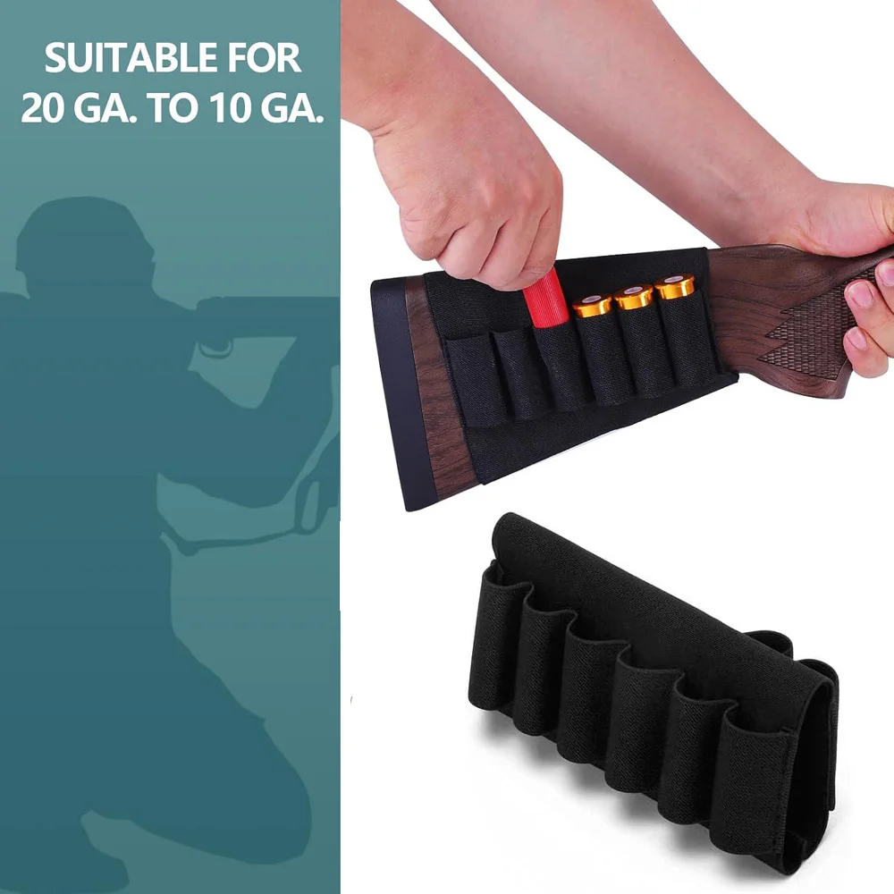 Tactical Buttstock 6+2 Rounds Shotgun Shell Holder Bandolier 12/20 Gauge Ammo Carrier Airsoft Rifle Hunting Accessorie