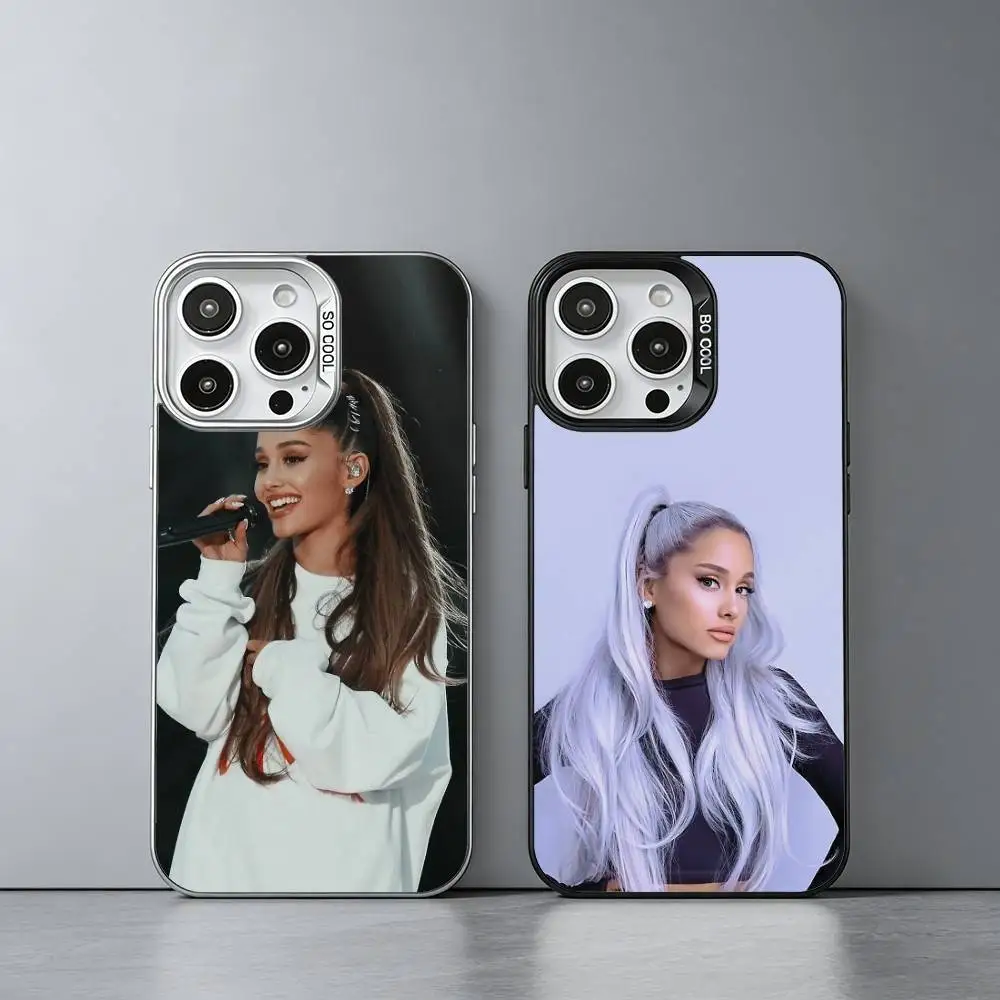 

S-Singer A-Ariana Grande Phone Case For iPhone 17,16,15,14,13,12,11 Plus,Pro Max,XS,Colored silver phone case